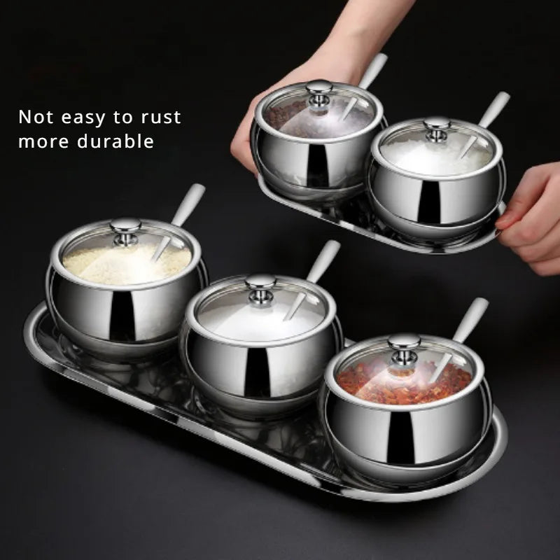304 Stainless Steel Spice Jar Set | Salt Shaker & Free Spoon Spice Jar Set Babs