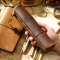 Vintage Zebra Leather Zipper Pencil Case – Handmade Pouch Leather Pencil Case Babs Default Title