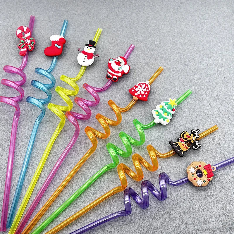 Reusable Santa Christmas Straws – Snowflake Holiday Party Straws Holiday Drinking Straws Babs