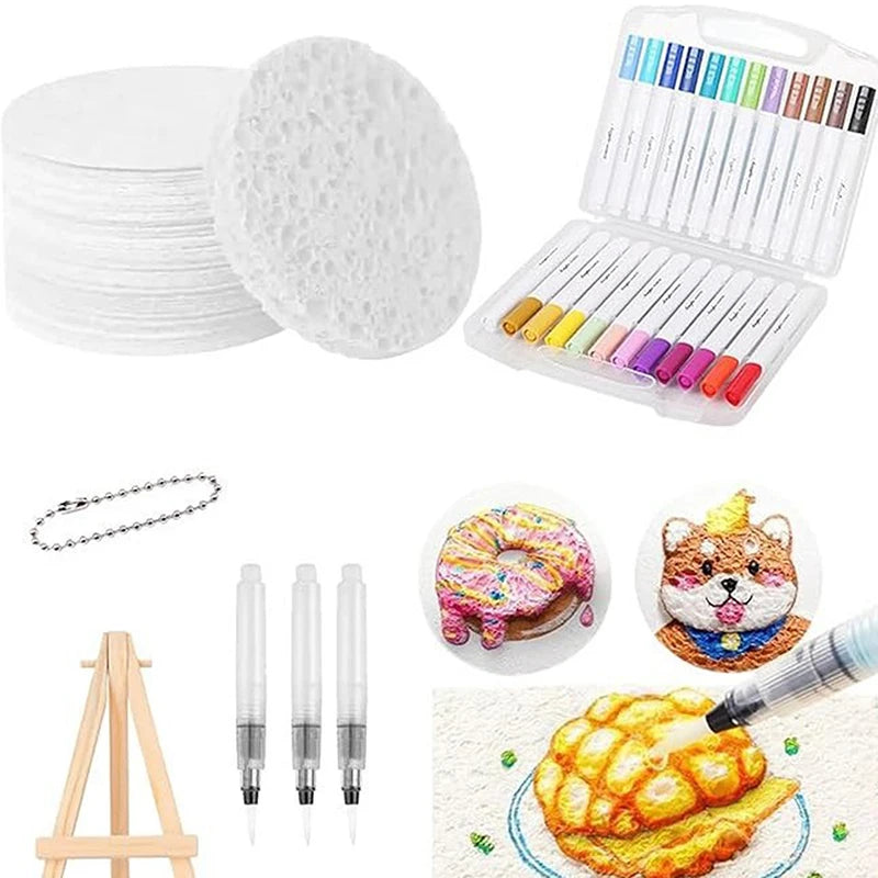 DIY Bubble Texture Painting Kit – 12 Markers & 10 Foam Papers Kids Art Craft Kit Babs