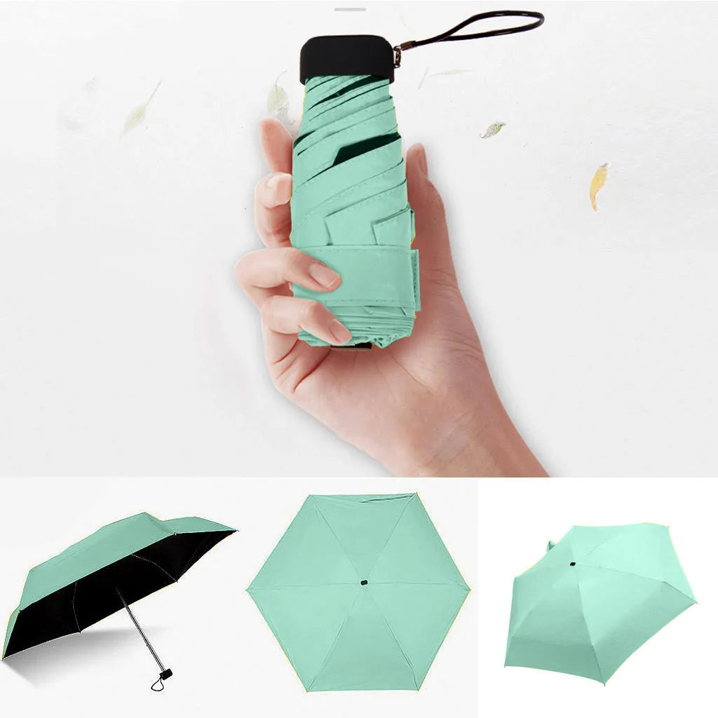 Mini Pocket Folding Umbrella – Ultralight Anti-UV Parasol Folding Umbrella Babs metal-fiber composite Green