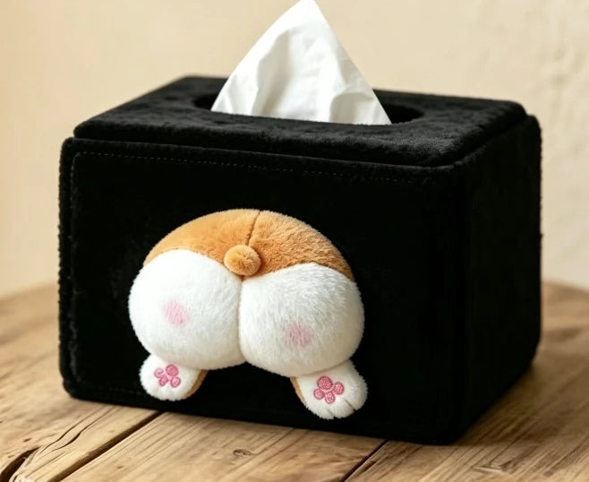 Cute Animal Butt Plush Tissue Box – Funny Napkin Holder Plush Tissue Holder Babs C
