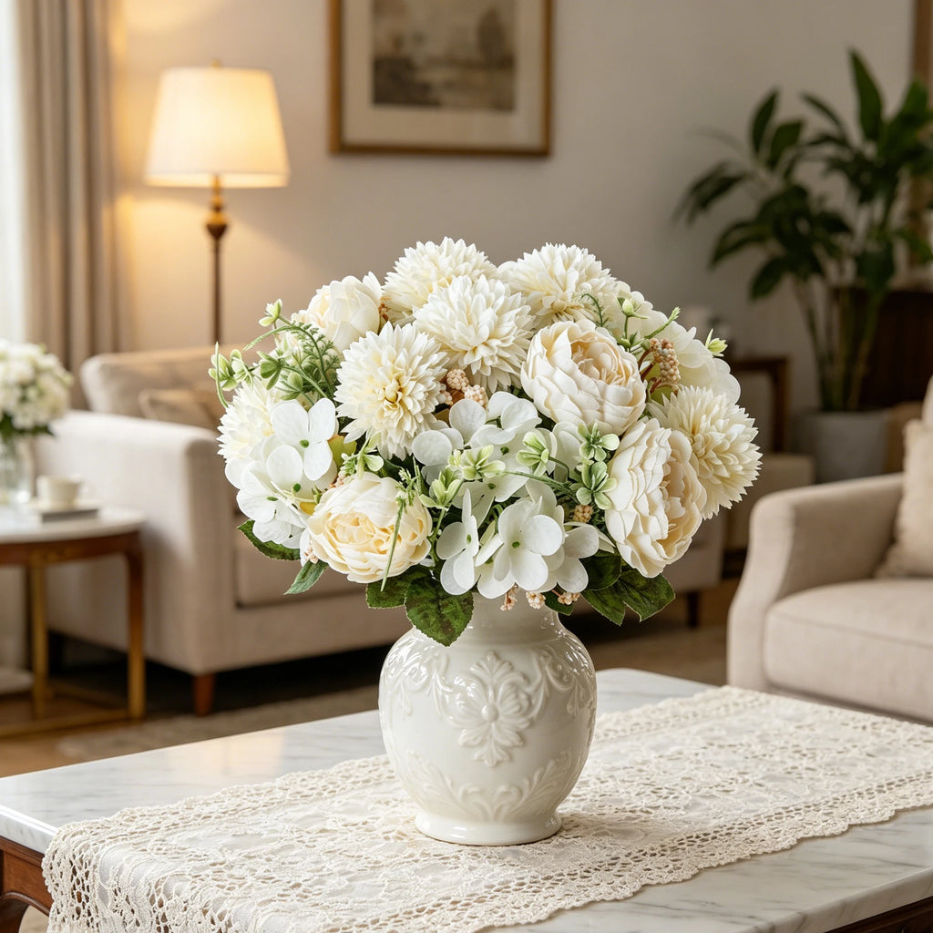 Artificial Silk Peony Hydrangea Bouquet – Wedding & Home Décor Artificial Flower Bouquet Babs