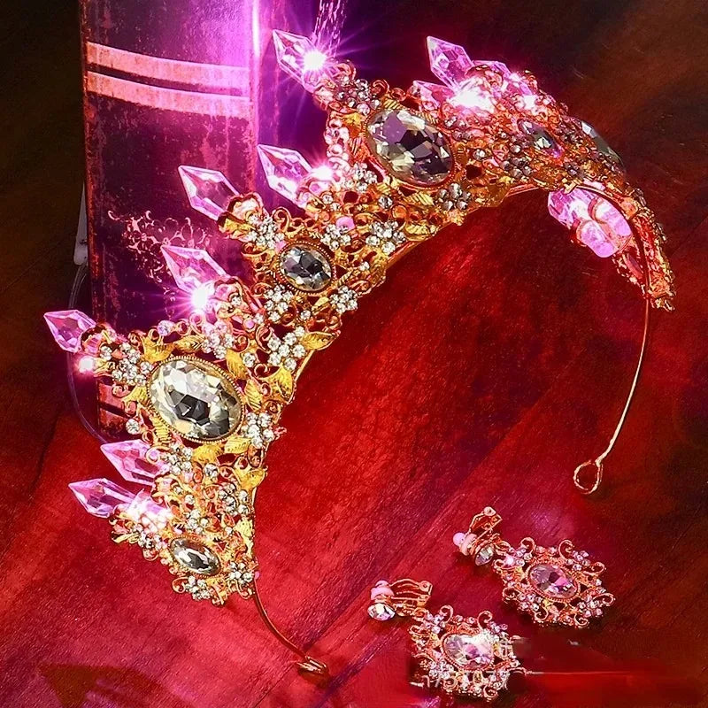 LED Light-Up Bride Crown Tiara | Rhinestone Princess Hair Accessory LED Rhinestone Tiara Babs