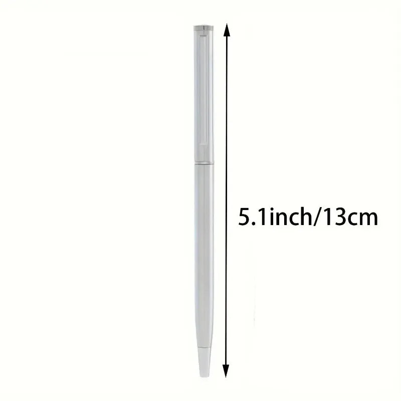 5-Pack Stainless Steel Twist-Top Ballpoint Pens, Medium Nib Ballpoint Pen Set Babs