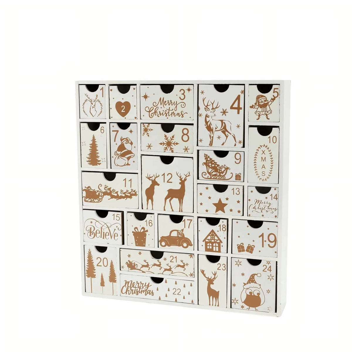 Christmas Advent Calendar 24-Drawer Countdown Gift Box Advent Calendar Box Babs White One Size