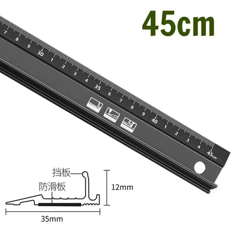 Non-Slip Aluminium Alloy Safety Cutting Ruler 20/30/45cm Metal Cutting Ruler Babs A4