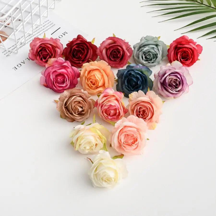 100pcs Silk Rose Heads for Wedding, Wreath & DIY Decor Artificial Silk Flowers Babs