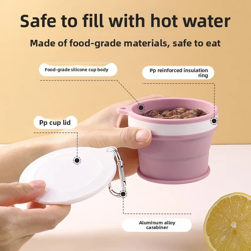 Foldable Silicone Travel Cup with Hook – Collapsible Mug Collapsible Travel Mug Babs