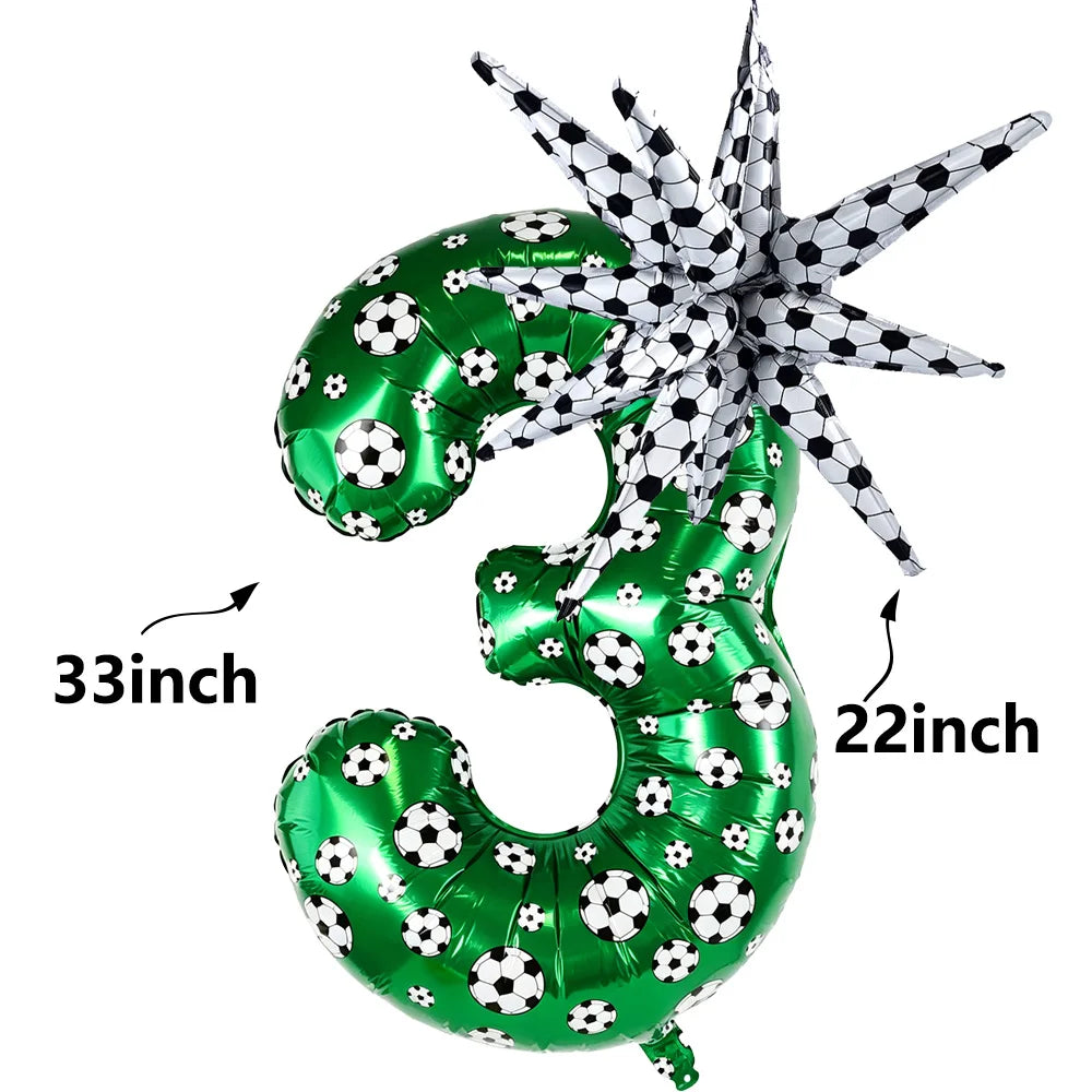 Green Soccer Number Foil Balloons Set 0-9 | Football Party Decor Party Foil Balloons Babs B number-3 As pictures show