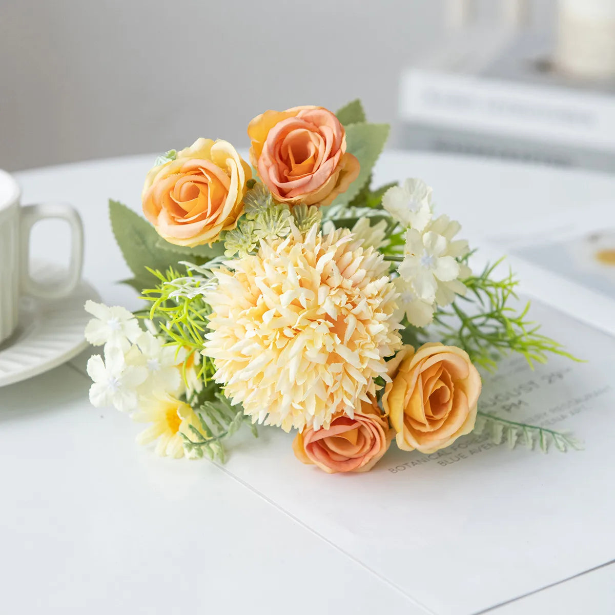 Silk Rose & Chrysanthemum Artificial Bouquet – Wedding & Home Décor Artificial Silk Bouquet Babs color 6 1 pc