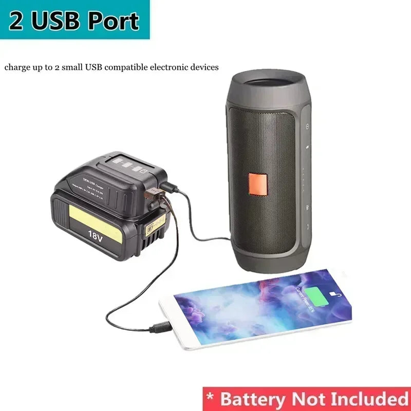 Dewalt 12–20V Li-Ion Battery Dual USB Charger Adapter DCB090 Battery Charger Adapter Babs