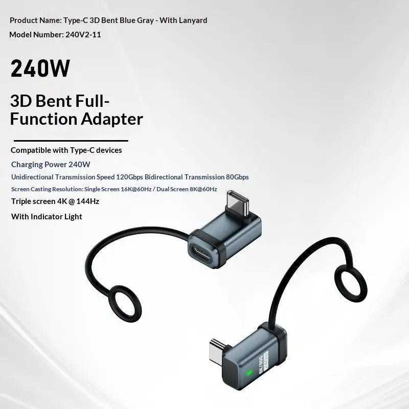 USB4 Right-Angle USB-C Adapter 240W PD 120Gbps 16K Display USB-C Adapter Babs A3