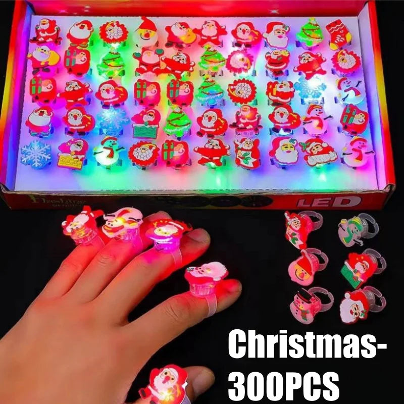 Halloween LED Glowing Pumpkin Ghost Rings – Kids Party Favors LED Party Rings Babs Christmas- 300PCS