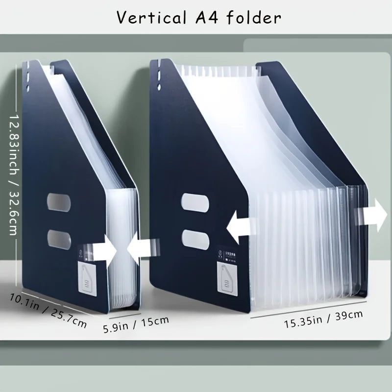 A4 Foldable File Storage Box with Pockets – Modern White Desktop File Organizer Babs