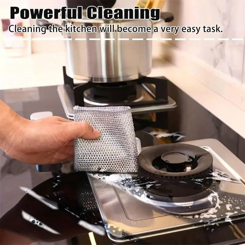 Steel Wire Magic Cleaning Cloths – Double-Layer Dish Scrubber Dish Scrubbing Cloth Babs