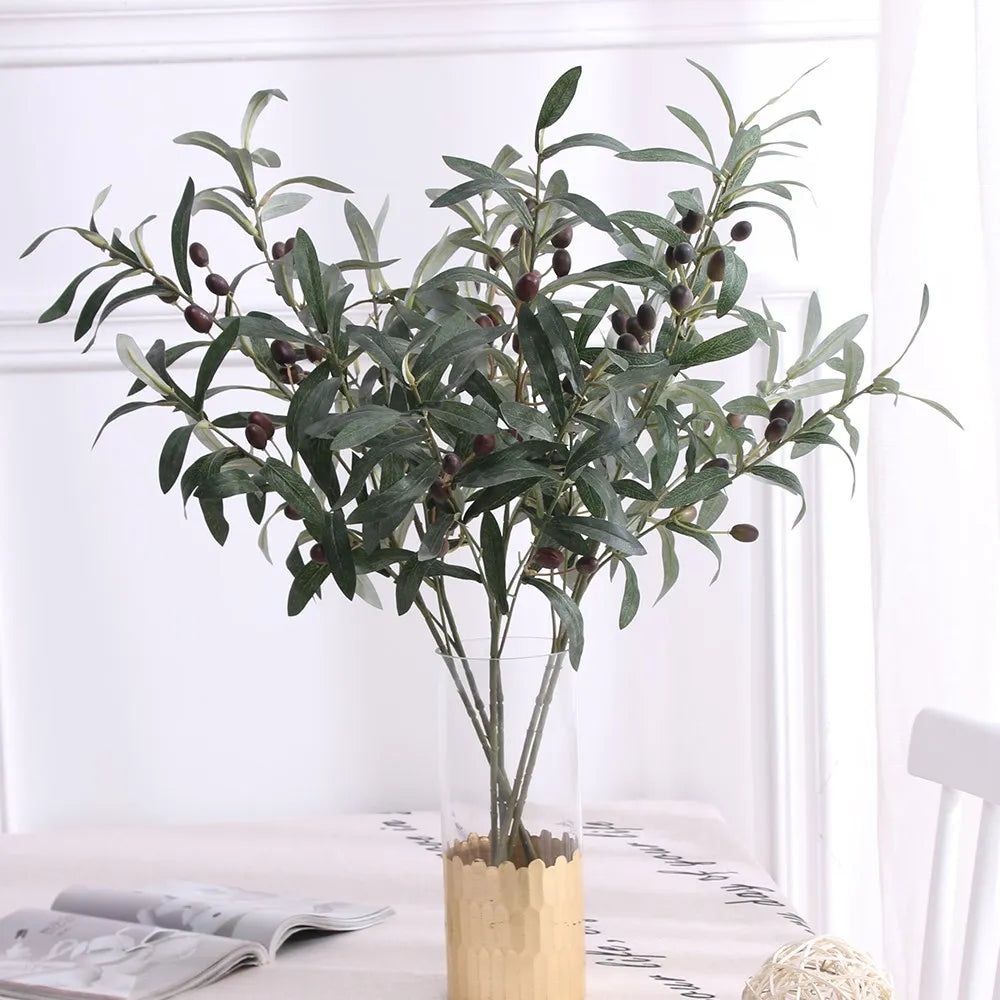 Artificial Olive Branch with Leaves & Fruits | Faux Plant Décor Artificial Plant Branch Babs