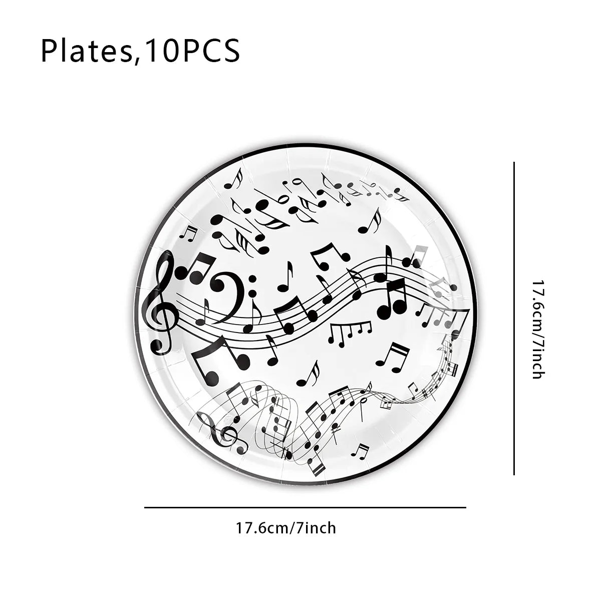 Music Note Party Supplies – Tableware Kit & Foil Balloons Party Supplies Kit Babs 7inch plate