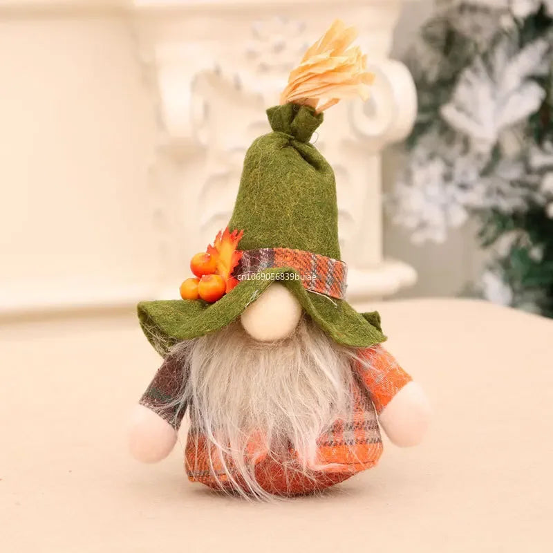 Fall Gnome Plush Figurine – Autumn Pumpkin Thanksgiving Décor Holiday Gnome Figurine Babs