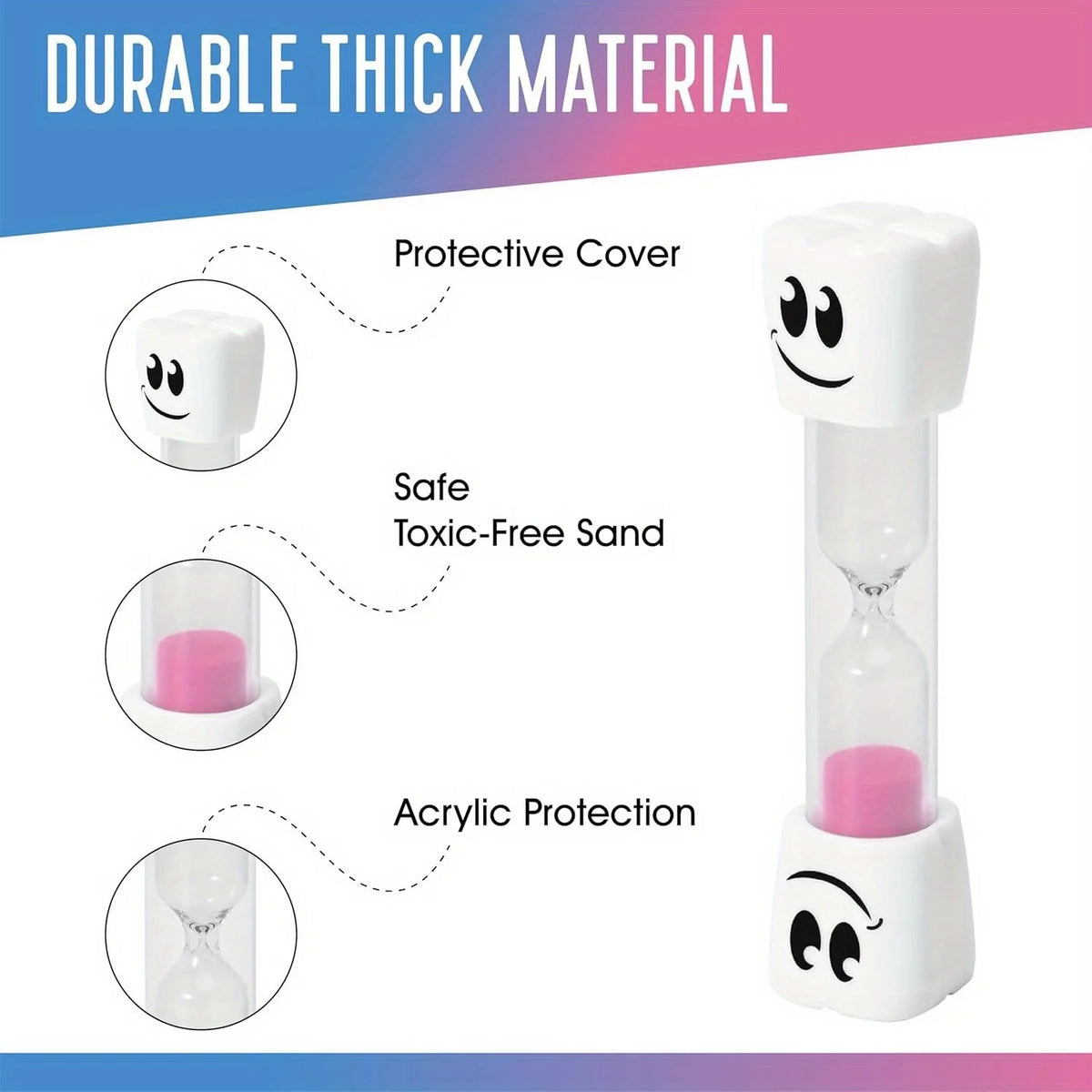 2-Minute Kids Toothbrush Timer Hourglass – Smiling Teeth Toothbrush Timer Babs