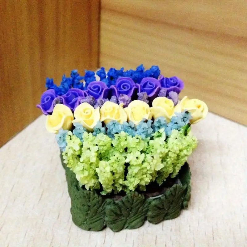 1:12 Miniature Clay Rose Potted Plant – Micro Landscape Décor Dollhouse Miniature Decor Babs