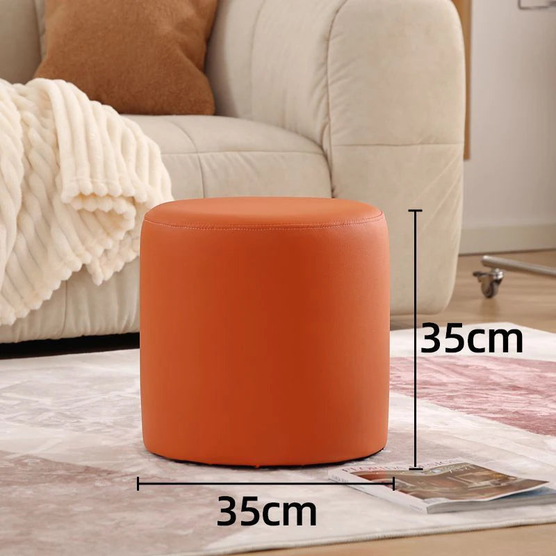 Nordic Pine Wood Ottoman Stool – Modern Cushioned Vanity Pouf Ottoman Stool Pouf Babs Orange small