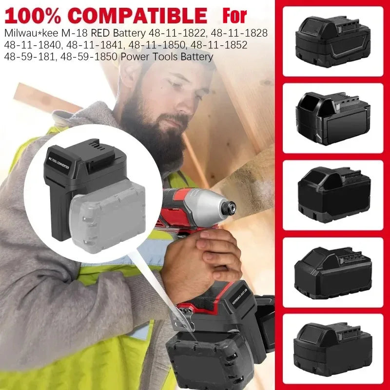 2-in-1 Milwaukee 18V M18 Battery Adapter for Cordless Tools Battery Adapter Babs