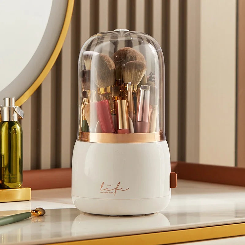 360° Rotating Clear Makeup Organizer | Multi-Compartment Holder Makeup Organizer Babs White