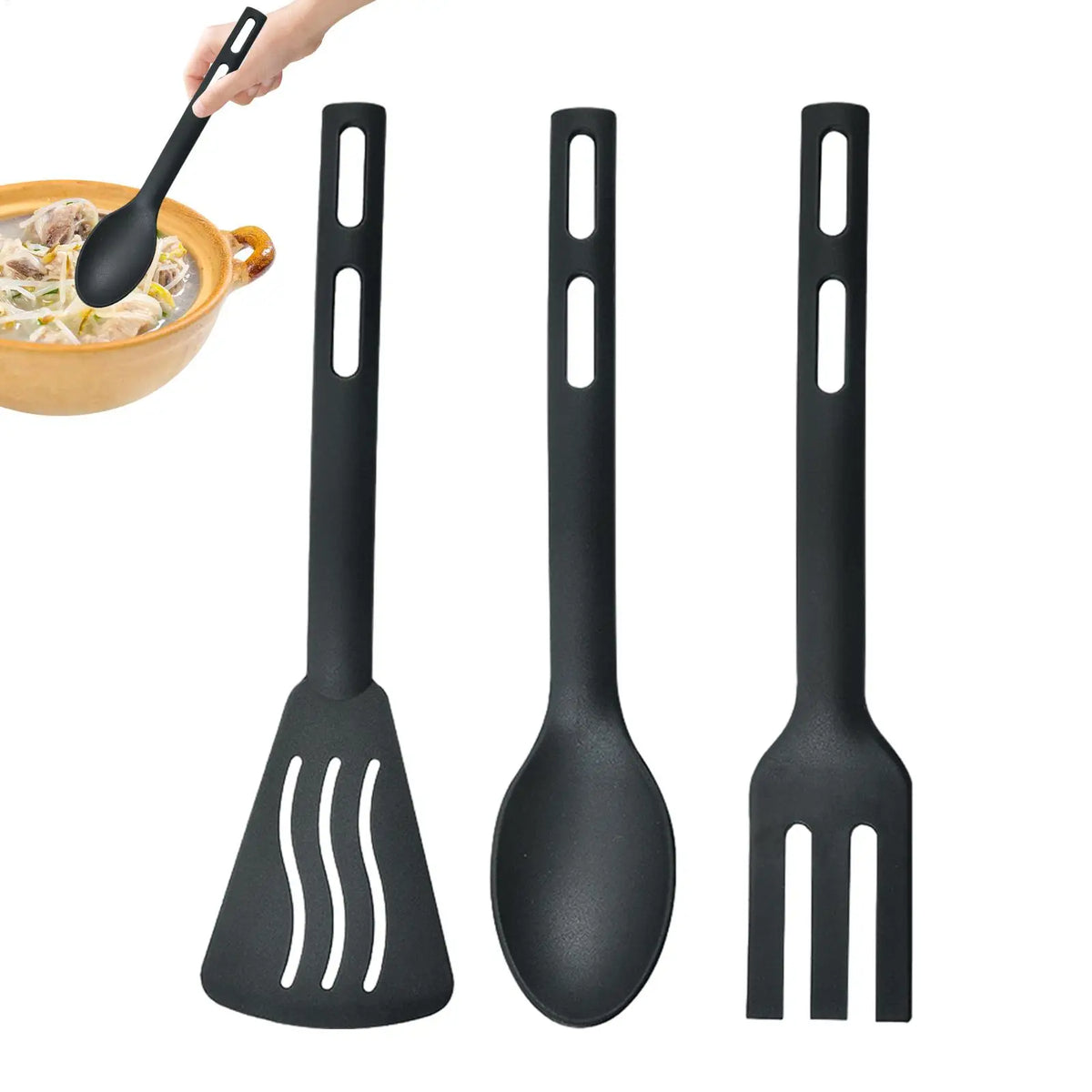 Heat Resistant Nylon Cooking Utensils Set – 3 Piece Kitchen Cooking Utensil Set Babs
