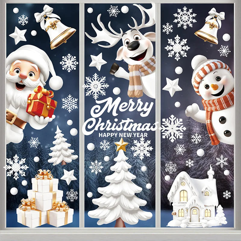 9-Piece Christmas Window Stickers – Santa, Snowflake & Tree Decals Holiday Window Decals Babs