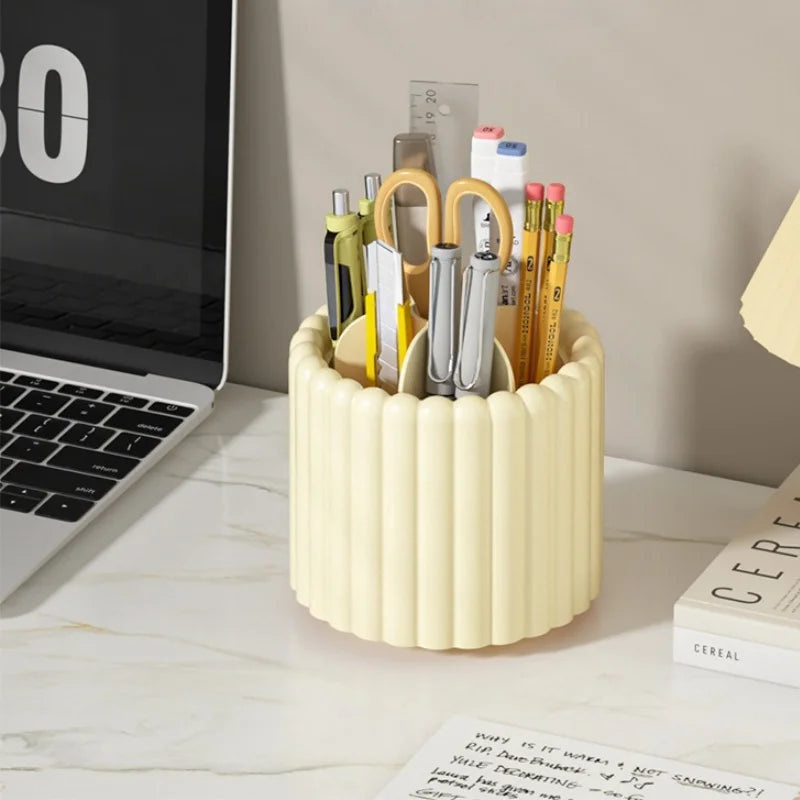 360° Spinning Makeup Brush Holder – 7-Slot Organizer Makeup Brush Organizer Babs Yellow