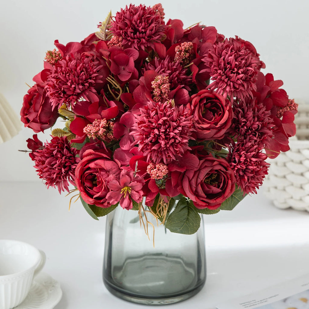 Artificial Silk Rose Peony Bouquet – Wedding & Home Décor Artificial Flower Bouquet Babs