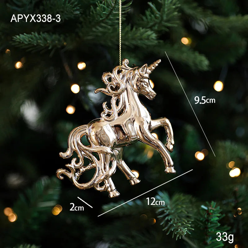 Christmas Gold Ornaments – Elk Angel Snowflake Xmas Tree Pendants Christmas Tree Ornaments Babs F