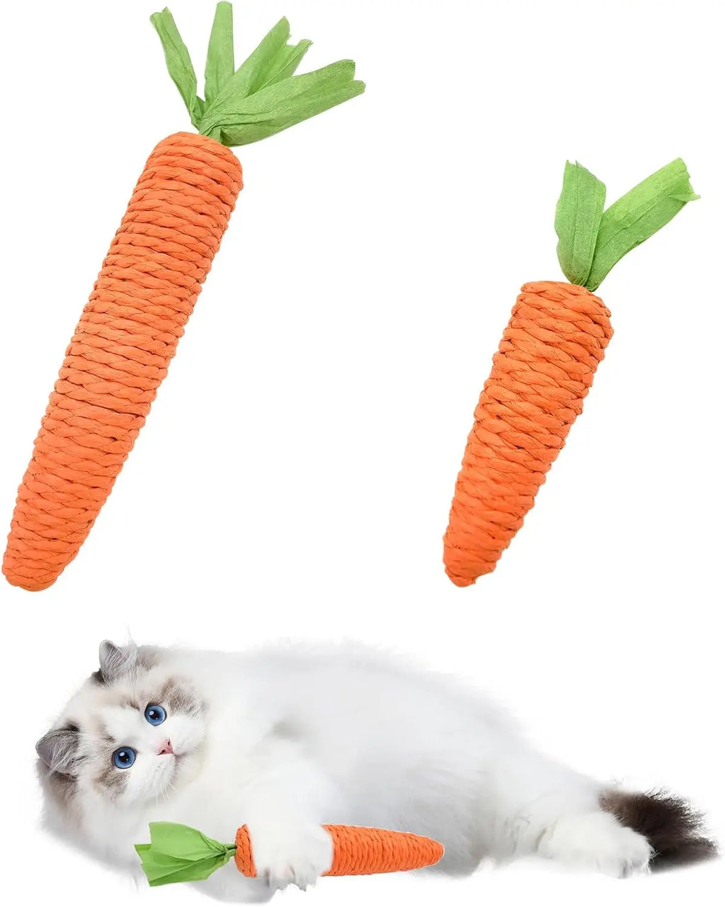 Carrot Cat Teaser Toy – Sisal, Sound & Teeth Grinding Fun Cat Teaser Toy Babs
