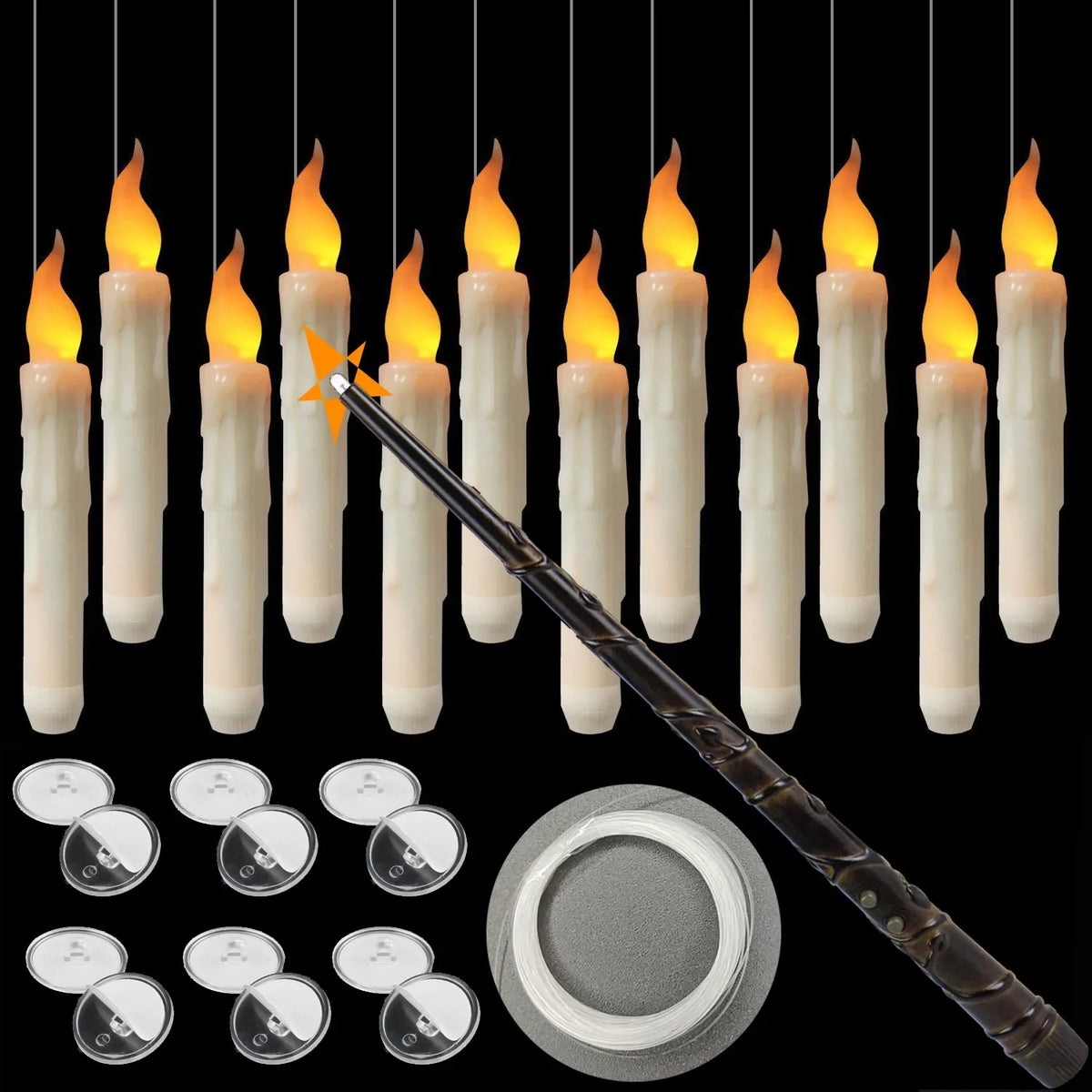 Floating Flameless LED Taper Candles with Magic Wand Remote LED Flameless Candles Babs Magic Control 2Box