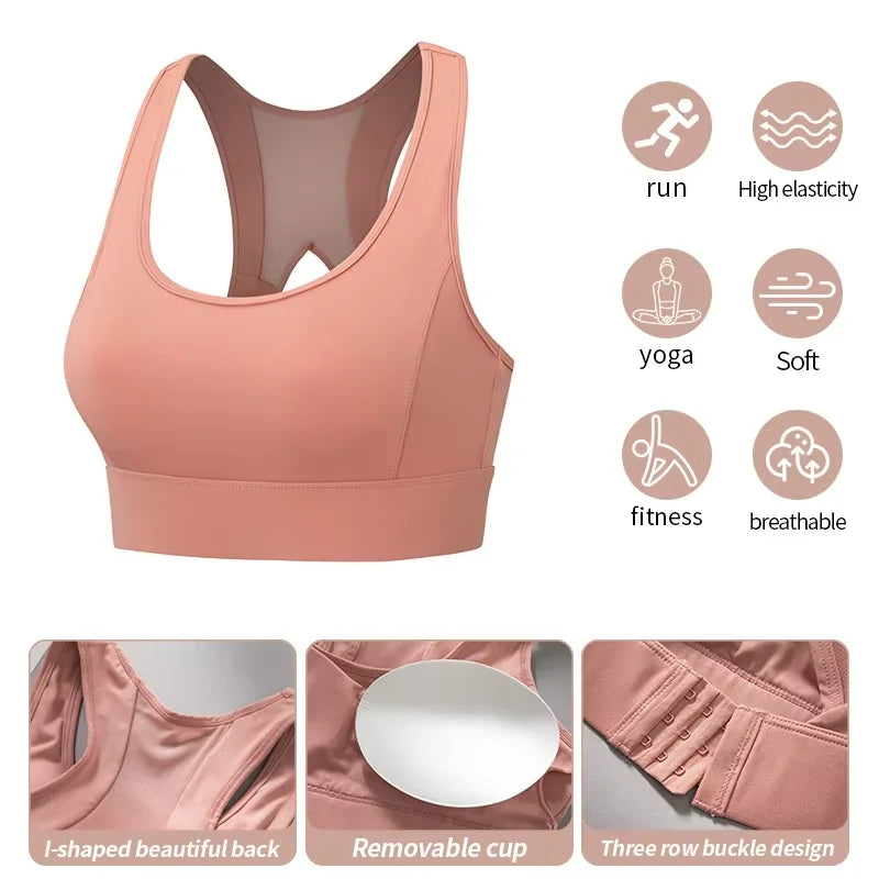 High Impact Sports Bra – Padded Racerback Full Coverage Gym Vest Sports Bra Babs