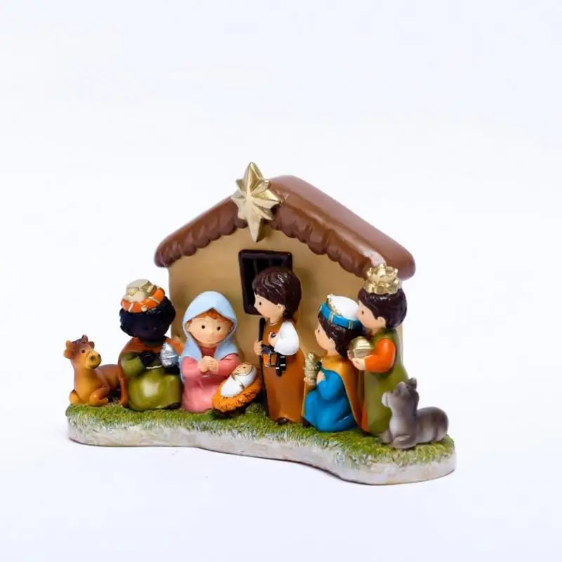 Christmas Nativity Scene Resin Manger Figurine Set | Holiday Gift Nativity Figurine Set Babs
