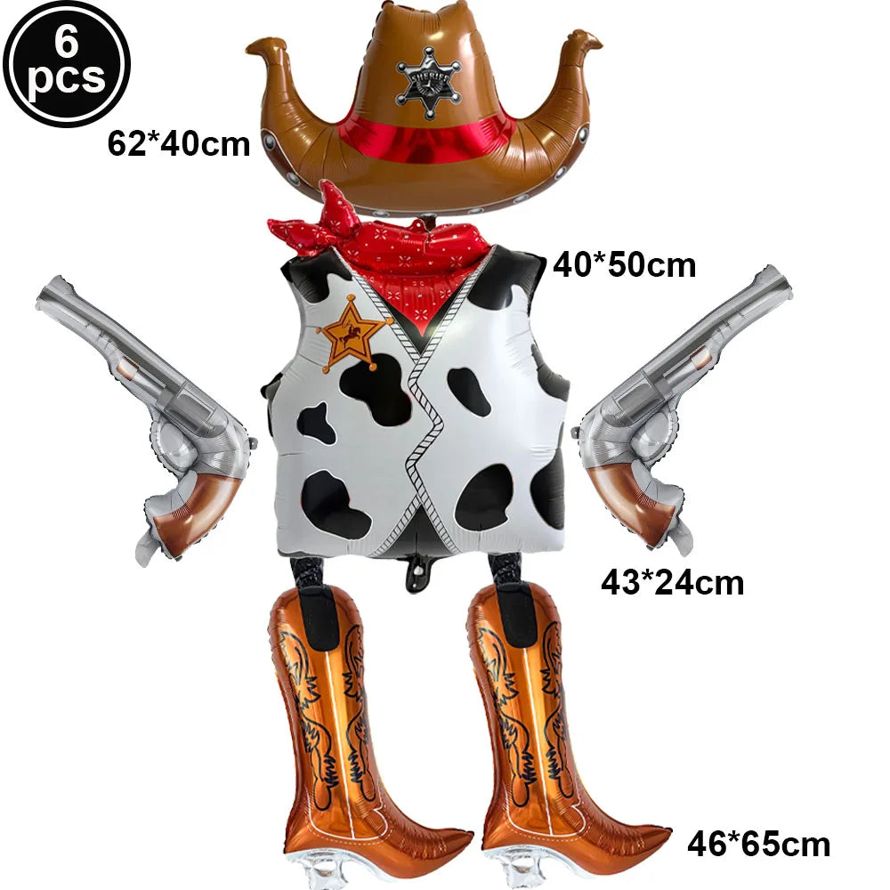 Western Cowboy Party Balloons – Boot Hat Pistol Foil Set Party Foil Balloons Babs WHITE As pictures show