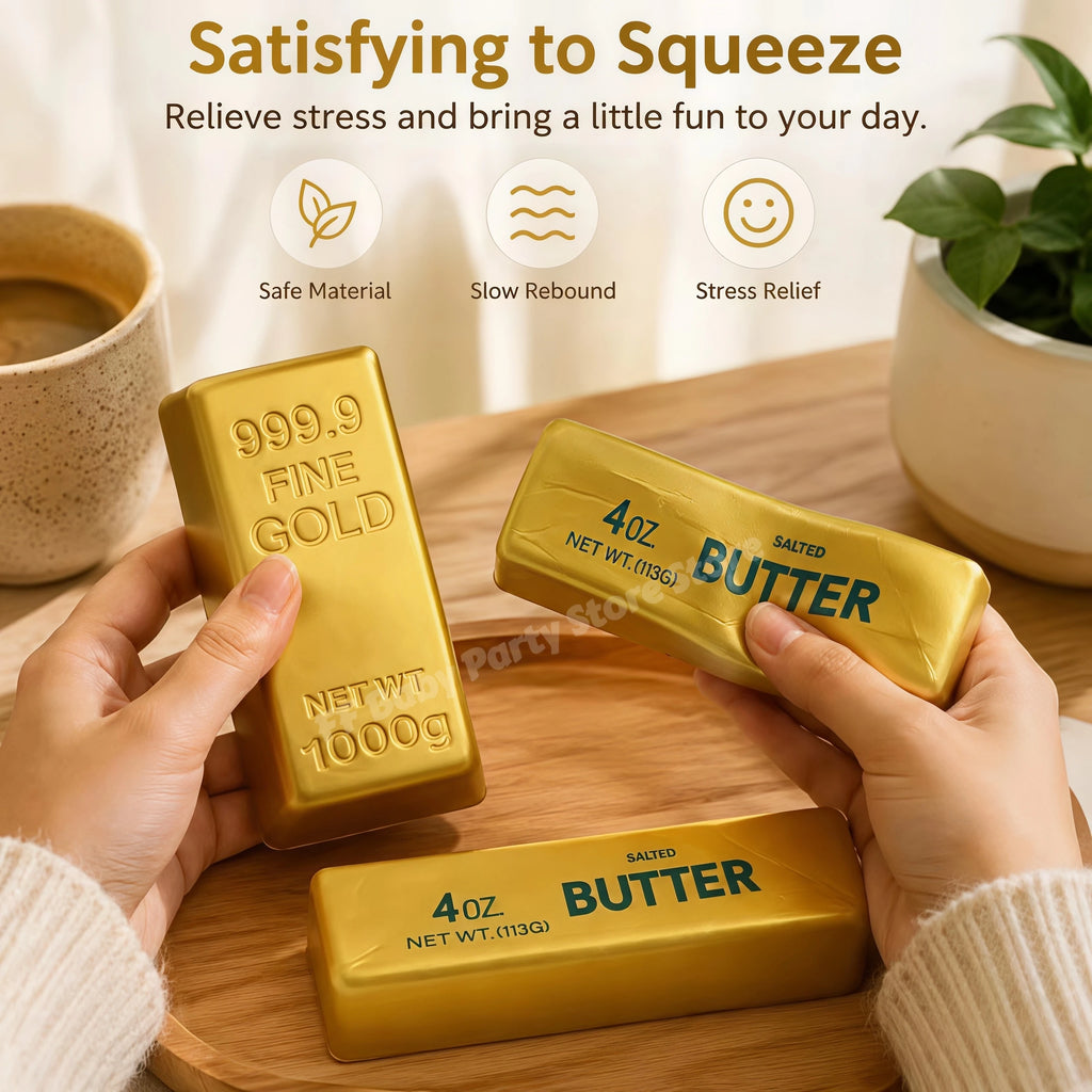 Gold Bar Squishy Slow Rising Fidget Toy | Fun Party Favor Squishy Fidget Toy Babs