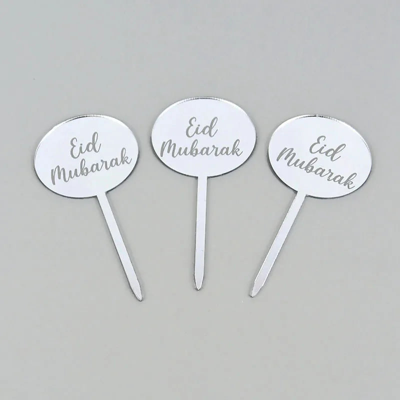 Gold Eid Mubarak Acrylic Cake Toppers – Ramadan Party Decor Cake Toppers Babs Eid Mubarak 1 5pcs