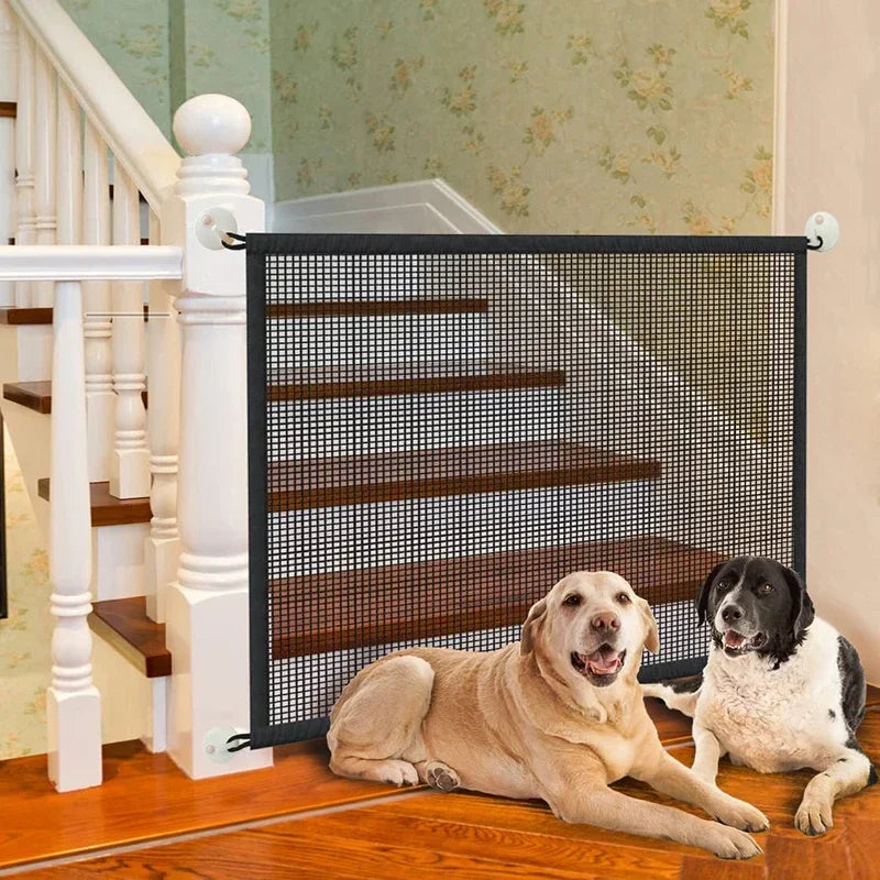 Folding Dog Safety Barrier Fence & Mesh Playpen Gate with 4 Hooks Dog Safety Gate Babs 110x72cm