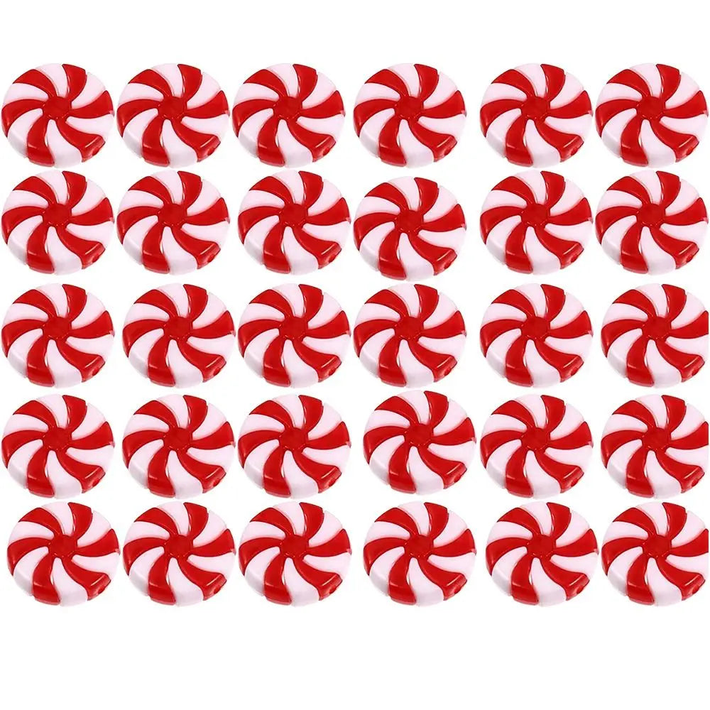 30/50pcs 3D Christmas Candy Ornaments – 4 Color Xmas Tree Pendants Christmas Tree Ornaments Babs red-30pcs 1.38inch
