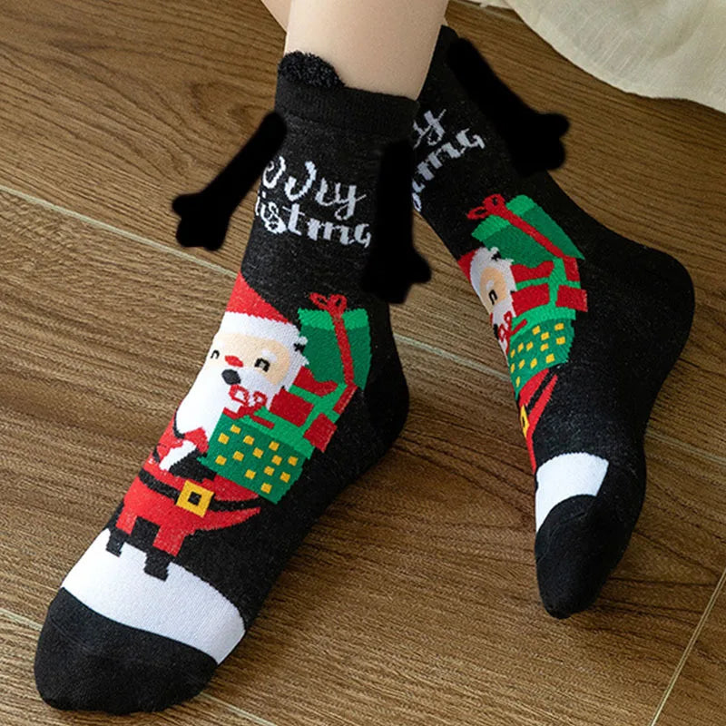 Christmas Magnetic Couple Socks – Festive Cotton Holiday Gift Novelty Couple Socks Babs 10Pairs 17