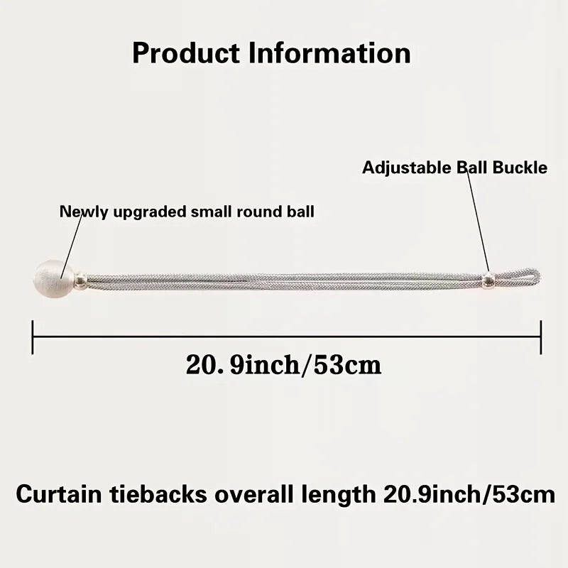 2-Pack French Round Curtain Tie Backs – Adjustable, No Drilling Curtain Tie Backs Babs