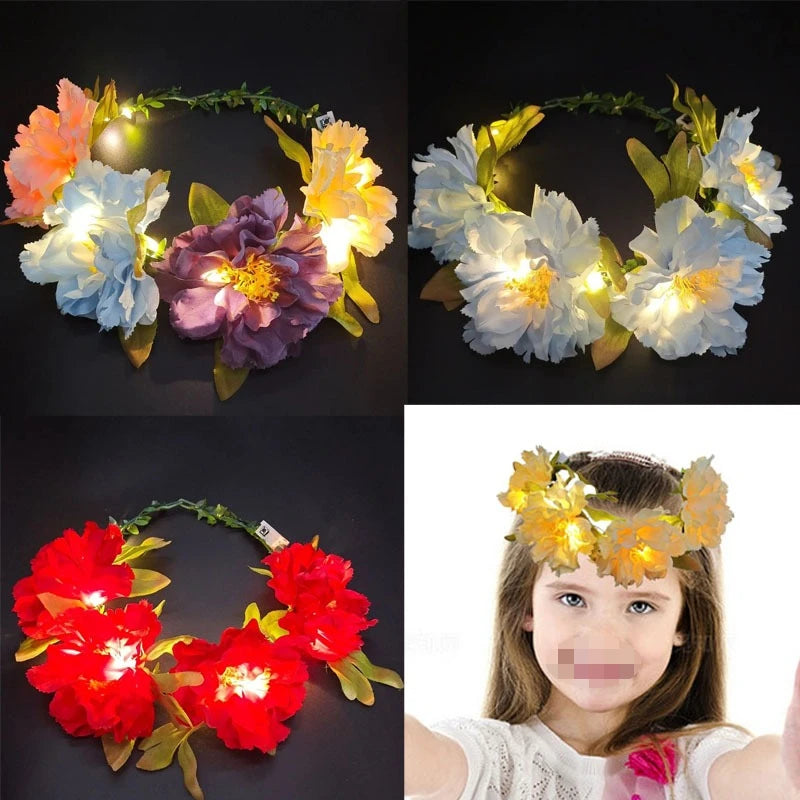 LED Glowing Flower Crown Headband for Women & Kids LED Flower Crown Babs