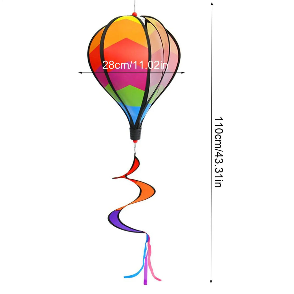 Rainbow Hot Air Balloon Wind Spinner – Outdoor Garden Décor Garden Wind Spinner Babs