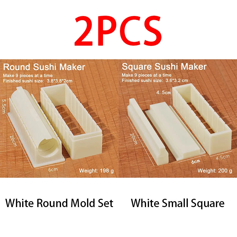 Sushi Maker Mold Set – Round, Square & Heart Onigiri Molds Sushi Mold Set Babs 2pcs-Round Square