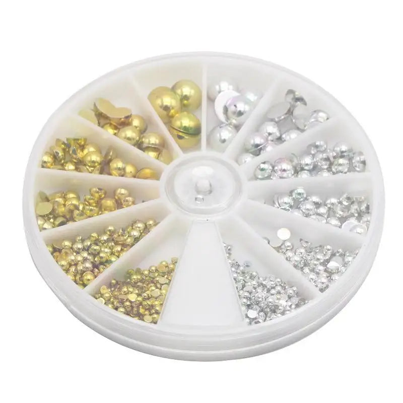 720pcs Flat Back Faux Pearl Embellishments – Gold & Silver DIY Set Pearl Craft Embellishments Babs