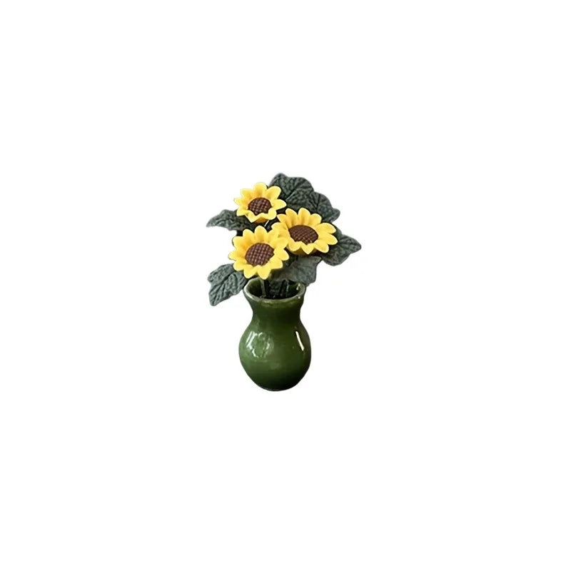 Mini Ceramic Sunflower Vase – Cute Car Interior Decor Ornament Car Decor Ornament Babs