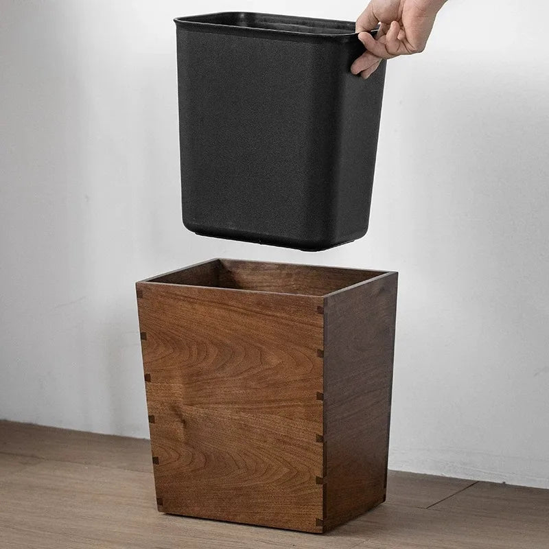 Wooden Trash Can Large Capacity Modern Minimalist Dustbin Wooden Waste Bin Babs
